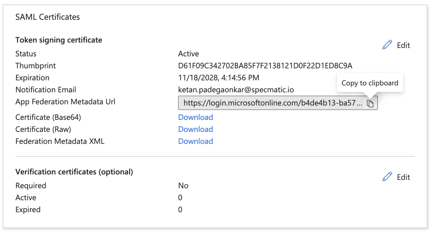 Federation Metadata URL